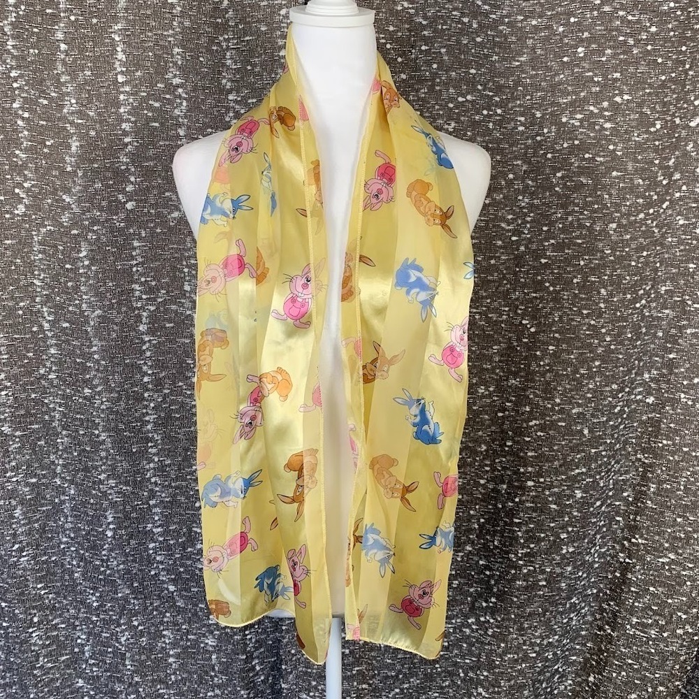 Vintage Yellow Cartoon Bunny Rabbits‎ Sheer Scarf Easter Spring
